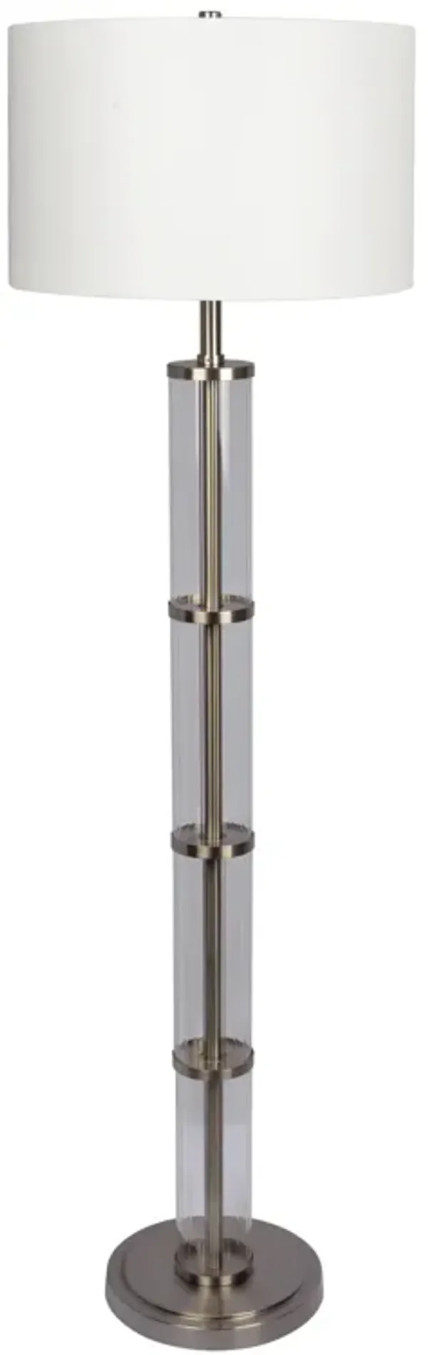 Nimbus - Floor Lamp With 3Way Rotary Switch Clear Body Base - Silver Gray / White