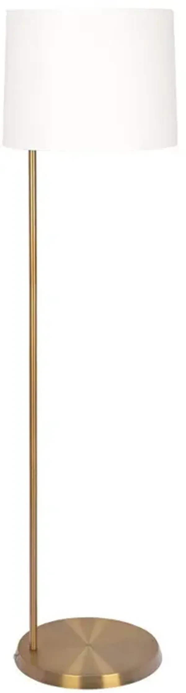Zenith - Offset Base Floor Lamp With Drumshaped Linen Shade - Gold / White