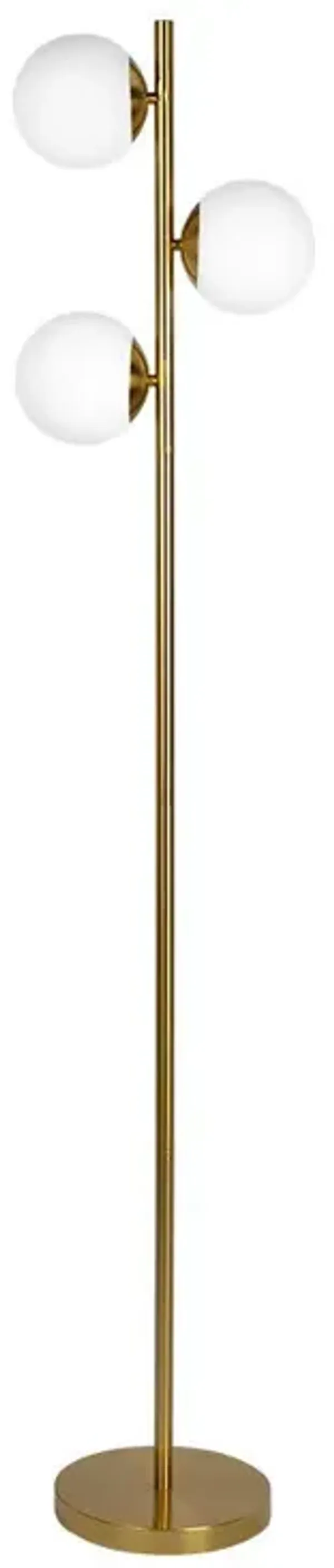Brilliance - Modern Floor Lamp, Opal Shades And Round Base - Clear / Gold