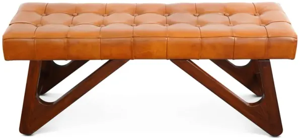 Mia - Bench With Buttons - Brown / Rustic