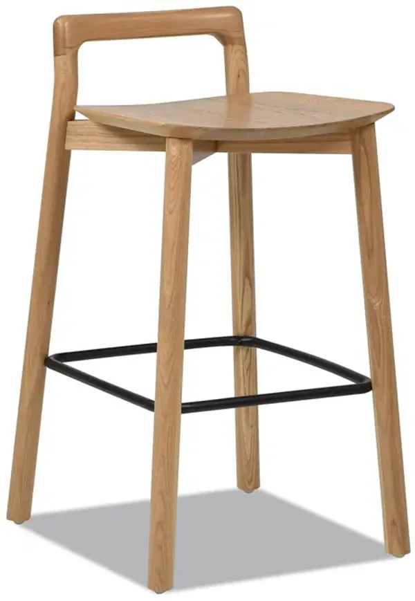 Sven - Modern Minimalist Low Back Counter Stool - Natural Blonde Ash
