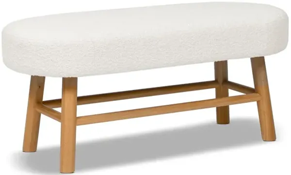 Fuji - Upholstered Bedroom Accent Bench With Natural Legs - Ivory White