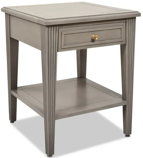 Dauphin - Storage Shelf Side Table - Gray Cashmere