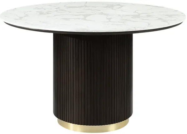 Clayten - Around Dining Table - Marble / Espresso