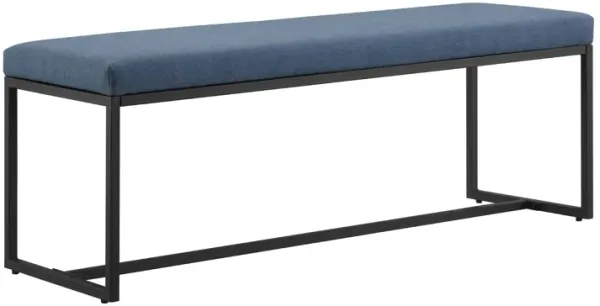 Modern Cushioned Upholstered Entry Bench With Base - Denim