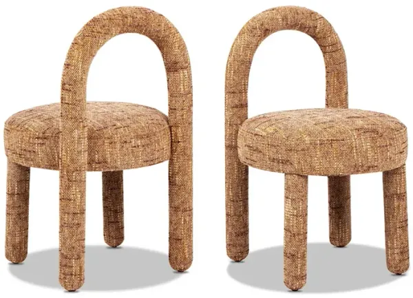 Penny - Round Arched Upholstered Dining Side Chair (Set of 2) - Golden Rust Orange