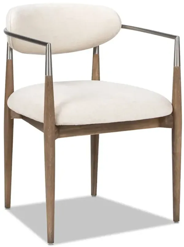 Artemis - Mixed Material Upholstered Dining Arm Chair - Warm White