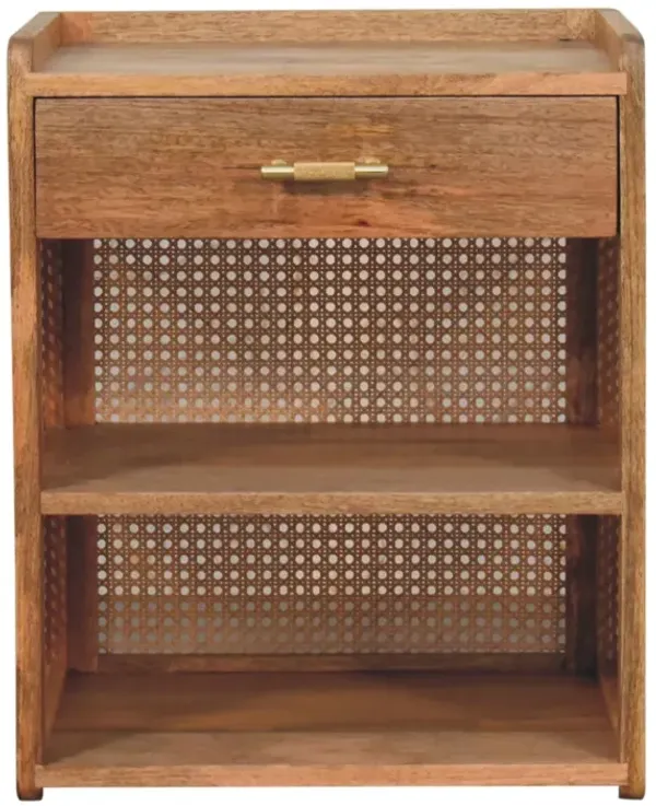 Larissa - T Bar Open Bedside Table - Oak