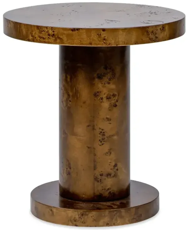Bolin - Round Pillar Burl Accent Side Table - Walnut Brown
