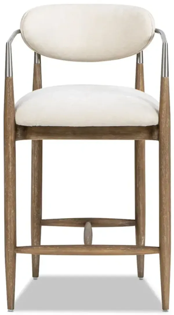 Artemis - Mixed Material Upholstered Counter Stool - Warm White