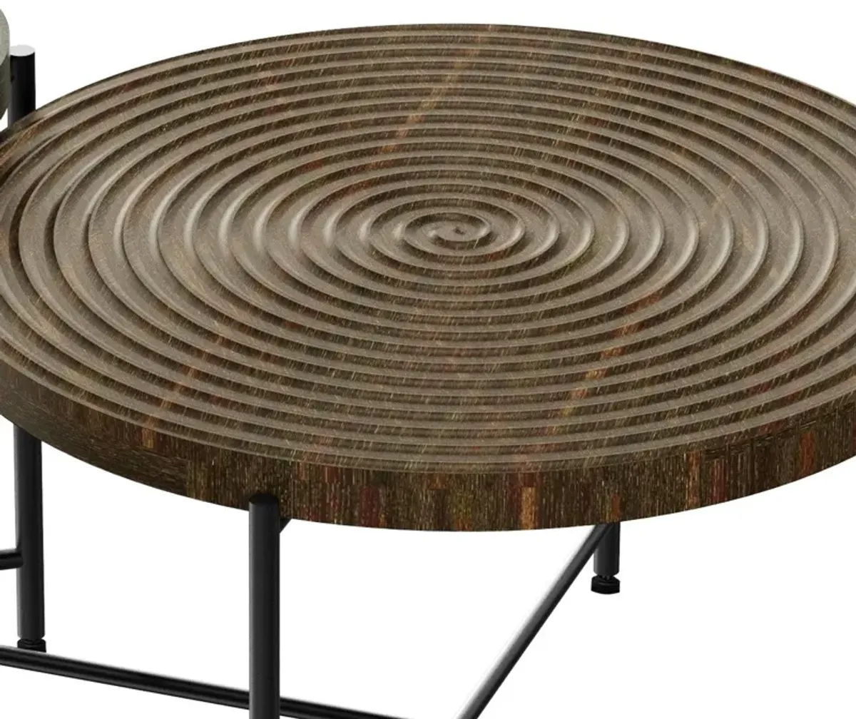 Coffee And End Table Set Waterproof Cover, Distressed Cylindrical Design, Legs Classic Rustic Charm (Set of 2)