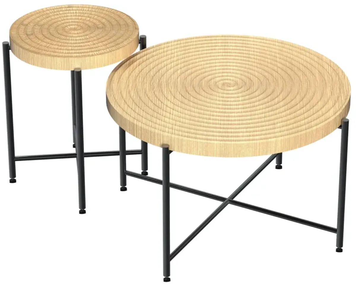 Coffee And End Table Set Waterproof Cover, Distressed Cylindrical Design, Legs Classic Rustic Charm (Set of 2)
