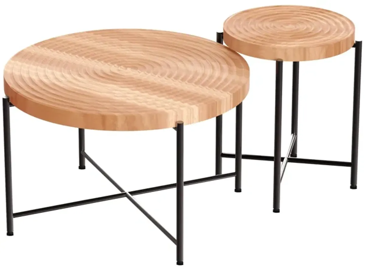 Coffee And End Table Set Waterproof Cover, Distressed Cylindrical Design, Legs Classic Rustic Charm (Set of 2)