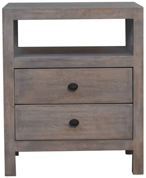 Acid - 2 Drawer Open Bedside Table - Gray Ash