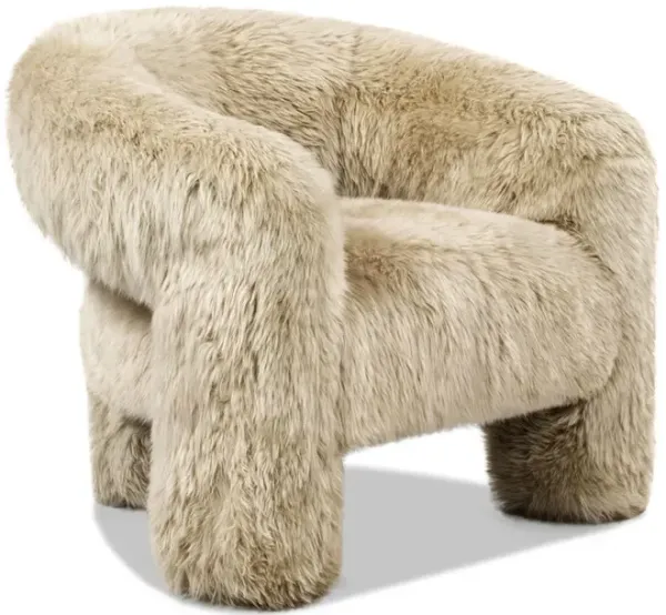 Avalon - Genuine Sheepskin Fur Split Barrel Back Accent Chair - Natural Blonde