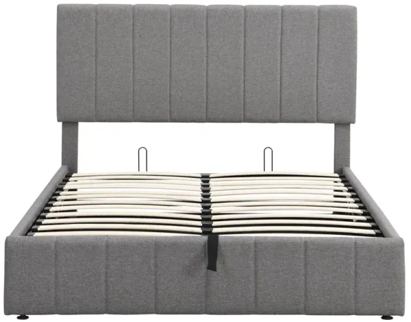 Elegant Upholstered Platform Bed With Hydraulic Storage System
