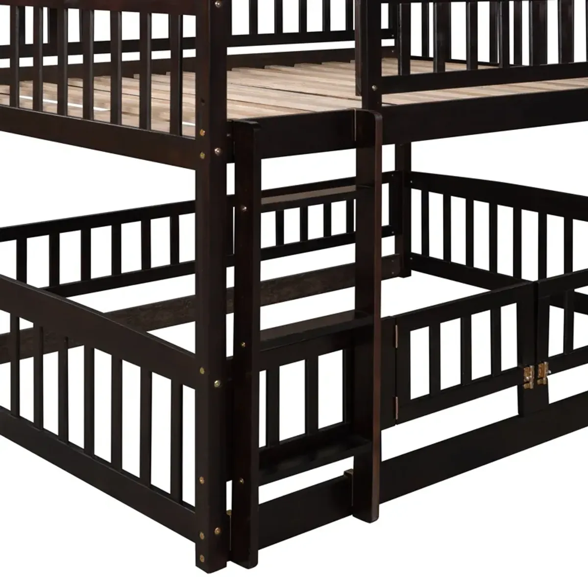 Low Bunk Bed With Slide, Fence And Ladder
