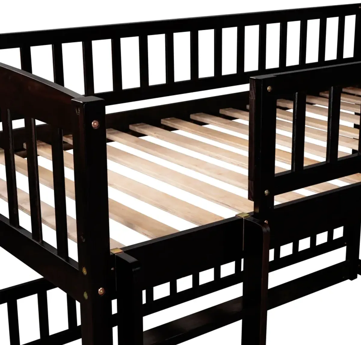 Low Bunk Bed With Slide, Fence And Ladder