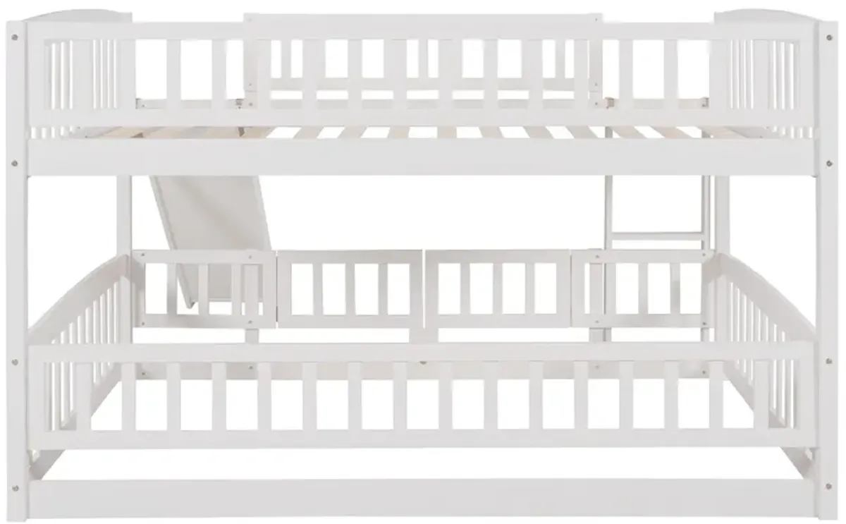Low Bunk Bed With Slide, Fence And Ladder