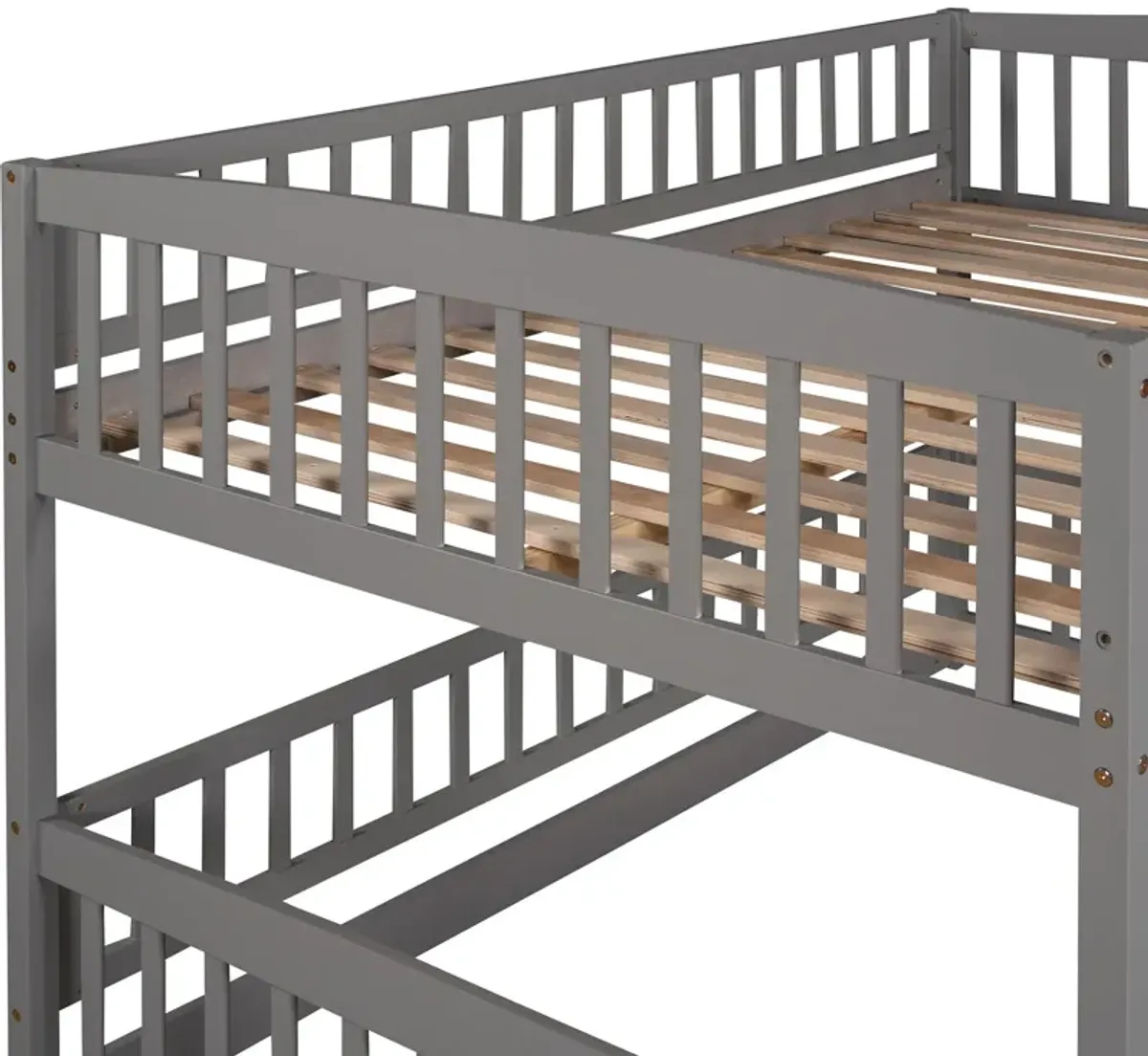 Low Bunk Bed With Slide, Fence And Ladder