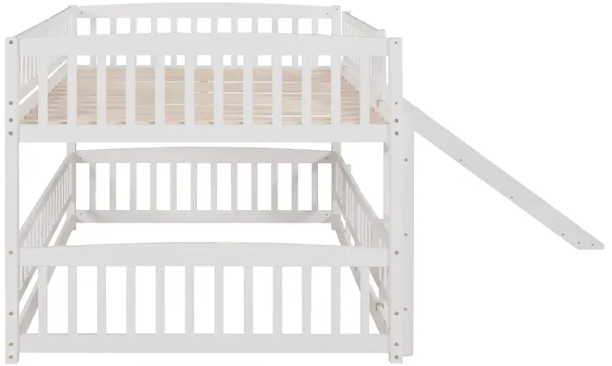 Low Bunk Bed With Slide, Fence And Ladder
