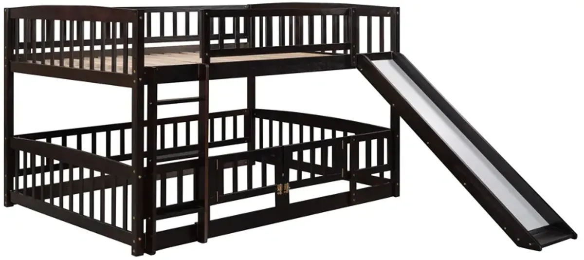 Low Bunk Bed With Slide, Fence And Ladder