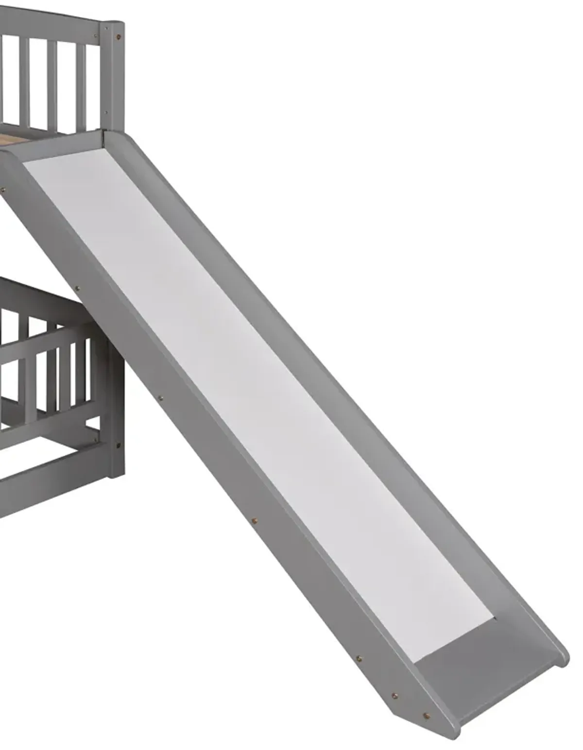 Low Bunk Bed With Slide, Fence And Ladder