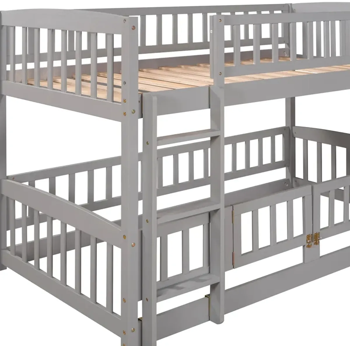 Low Bunk Bed With Slide, Fence And Ladder