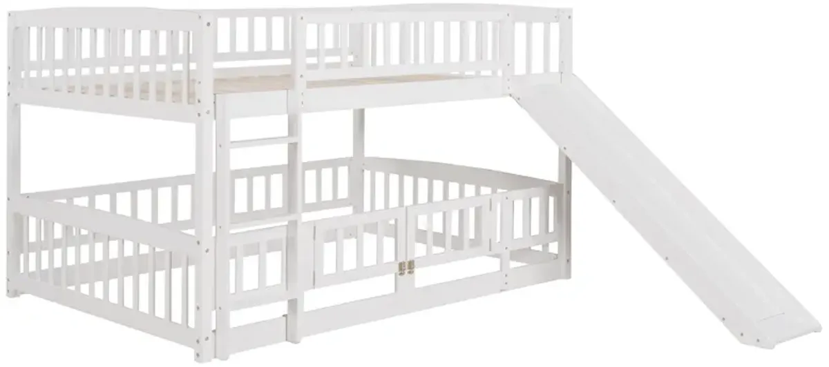 Low Bunk Bed With Slide, Fence And Ladder