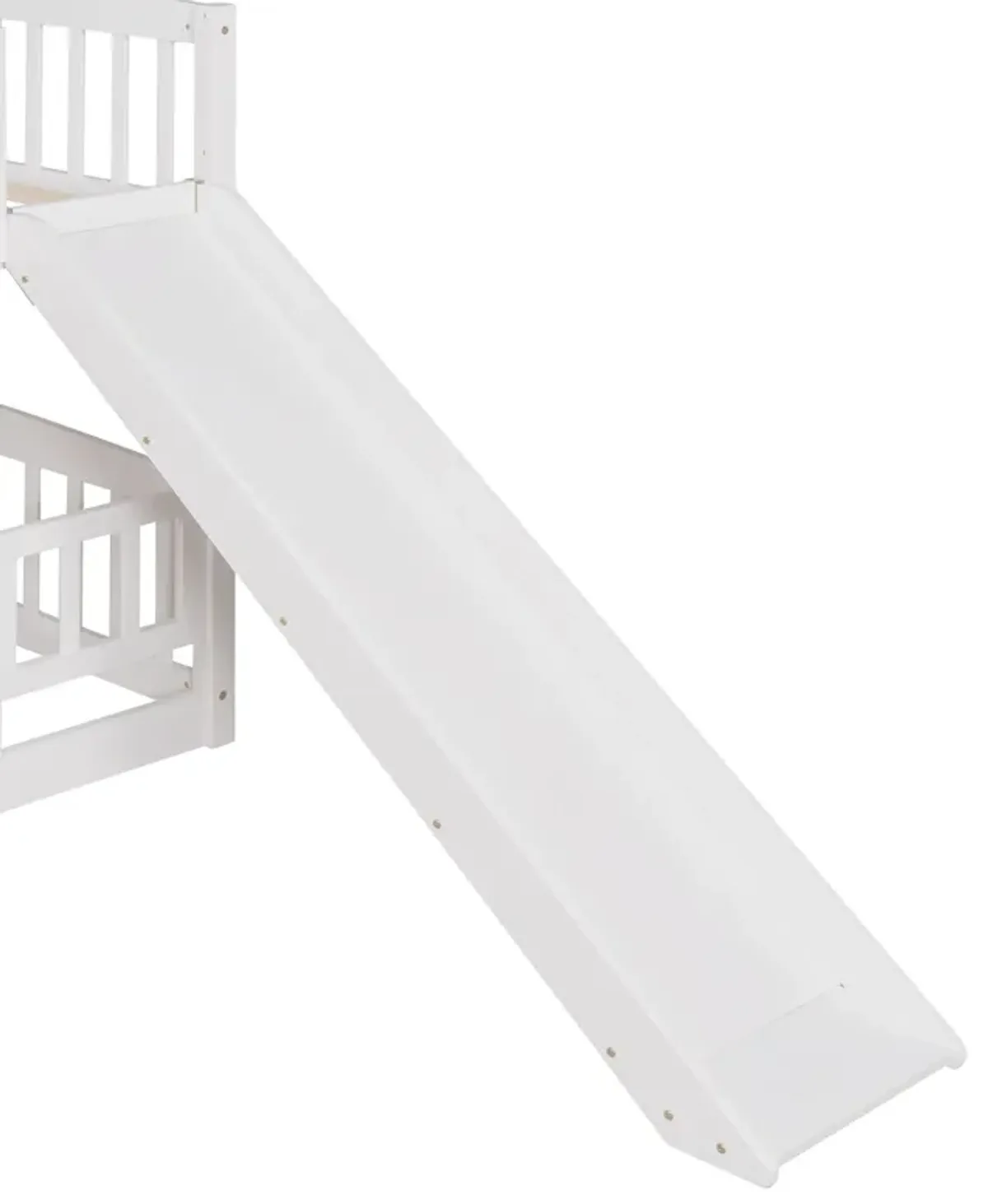 Low Bunk Bed With Slide, Fence And Ladder