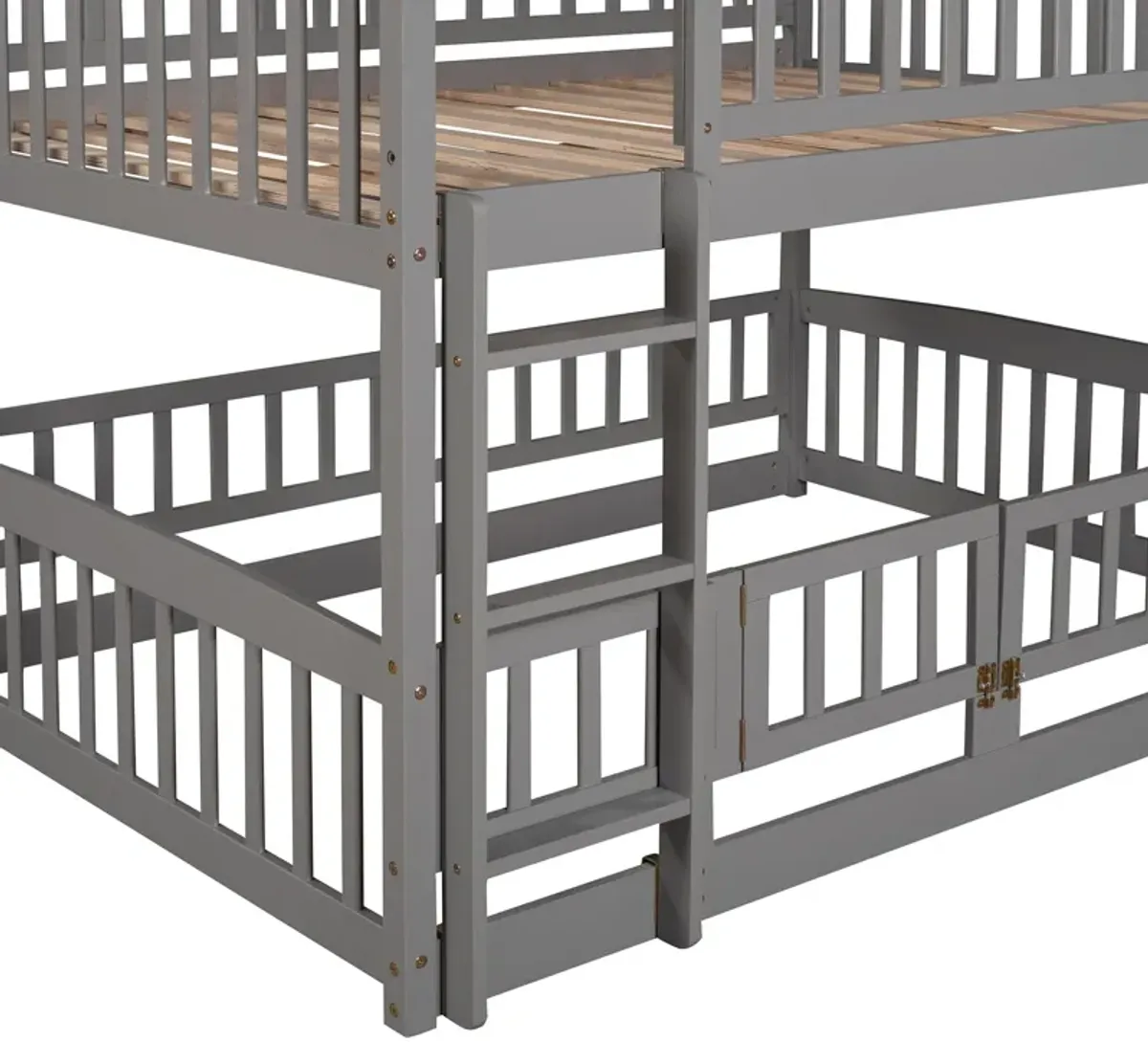 Low Bunk Bed With Slide, Fence And Ladder