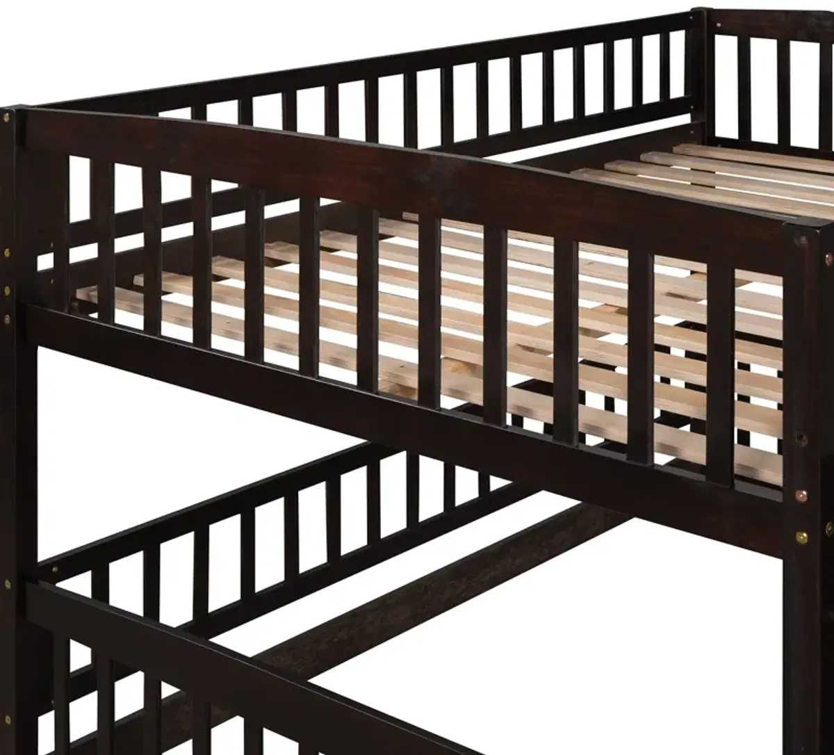 Low Bunk Bed With Slide, Fence And Ladder
