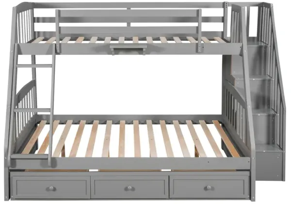 Bunk Bed With Drawers, Ladder And Storage Staircase