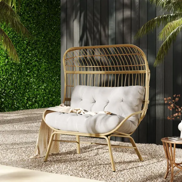 Palos - Outdoor Wicker Loveseat - Light Brown