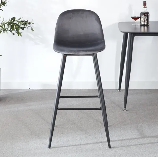 Bar Stool (Set of 2) Modern Counter Bar Height Chair With Back, Sturdy Metal Legs & Footrests, Island Stool For Kitchen Bar - Gray
