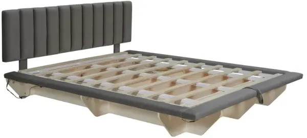 Upholstered Floating Hydrualic Platform Bed With LED Light And USB Port