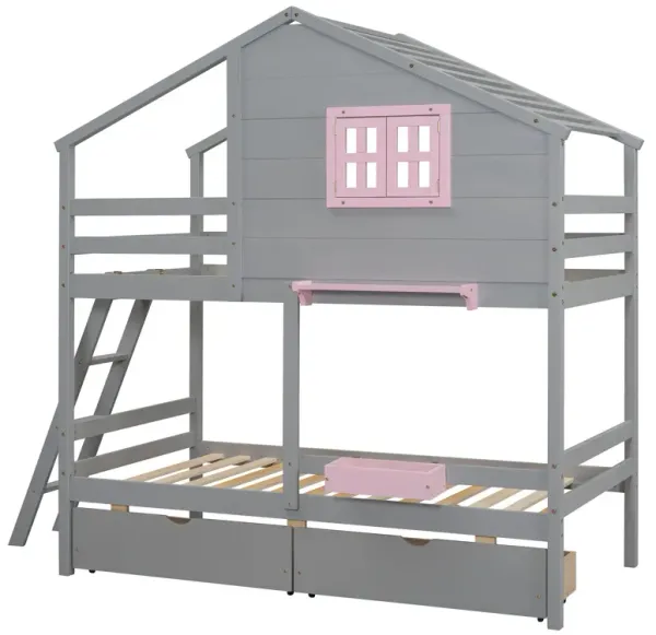 Bunk Bed With Playhouse Roof And Window