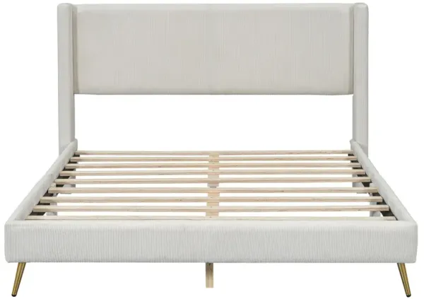 Platform Contemporary Bed With Legs And Upholstered Headboard
