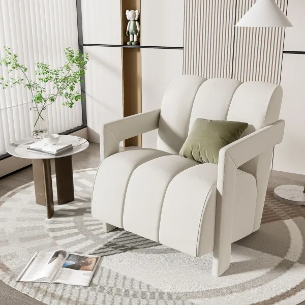 Modern Minimalist Leisure Armchair With L Shaped Armrests