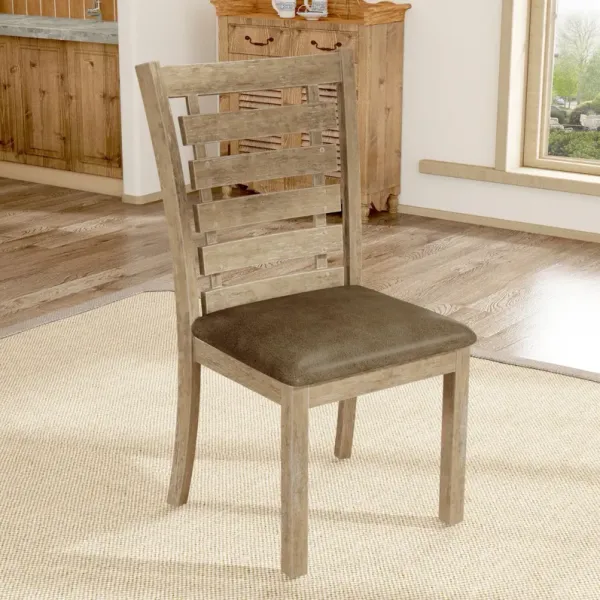 Dining Chairs Modern Farmhouse Rustic Look Distressed Design Ladderback Solid Wood (Set of 2) - Grayish Brown