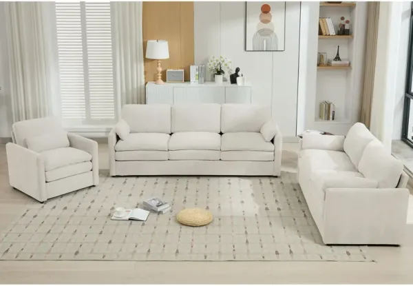 Cozy Upholstered Sofa Set For Living Room