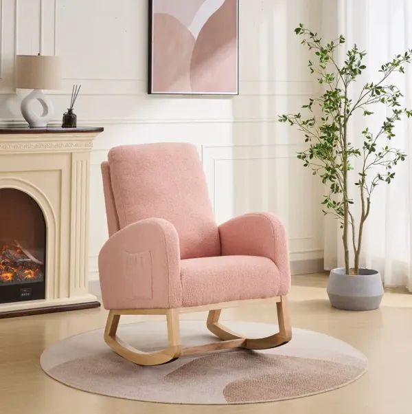 Rocking Glider Chair With High Back And Side Pocket