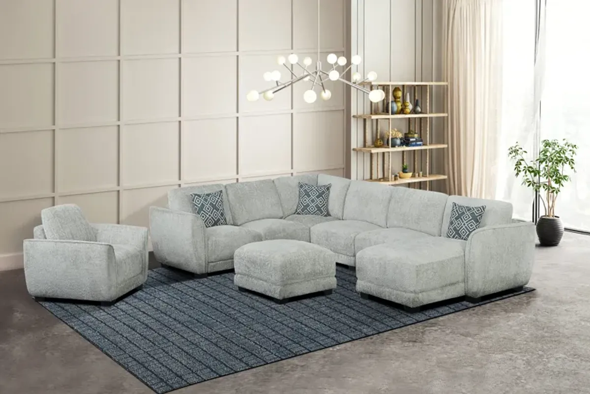 Light Gray Sectional Sofa Set with Ottoman, Chaise & Accent Chair