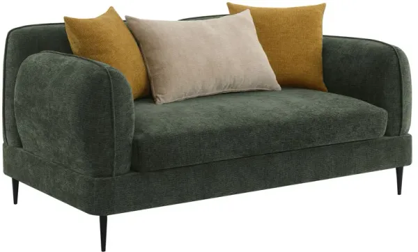 Jade - Chenille Upholstered Modern Track Arm Loveseat - Green