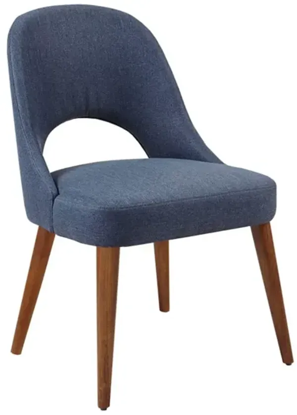 Dining Side Chair Upholstered Textured Fabric (Set of 2) - Navy
