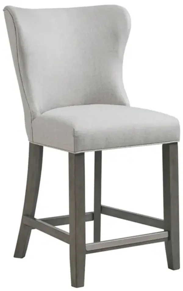 Upholstered Counter Stool Fabric Solid Wood Frame - Cream