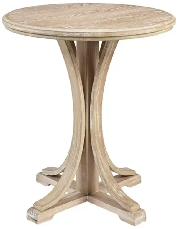 Accent Table Round Rustic Ash Veneer Reclaimed Wheat - Natural
