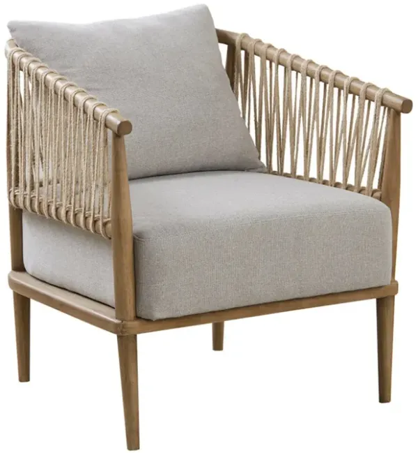 Arm Chair With Open Weave Jute Twine Rope Design - Natural