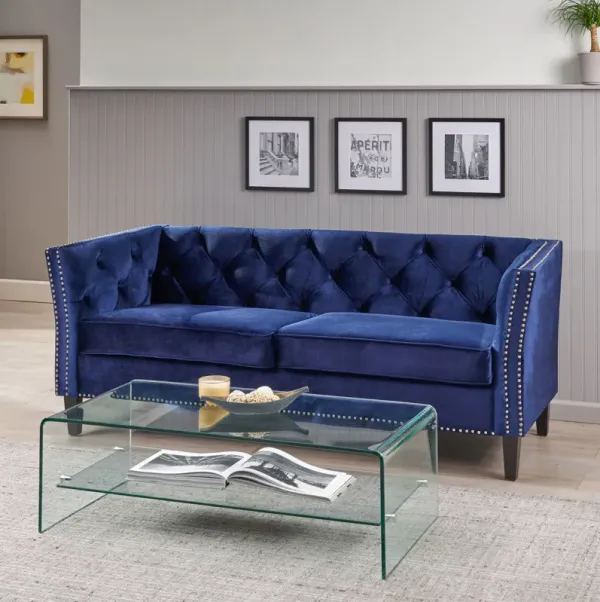 3 Seater Stationary Sofa - Blue