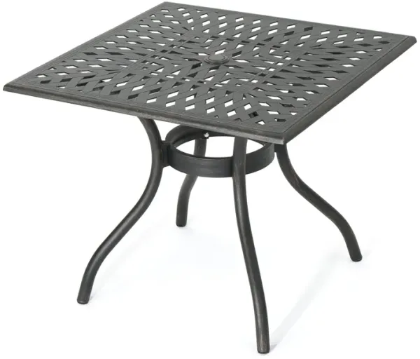 Enchantia - Outdoor Square Dining Table With Weave Tabletop And Flared Legs - Copper